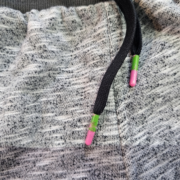 Adidas Women’s Jogger Sweatpants Small Gray Heather Neon Green Zip Pockets - Picture 9 of 12